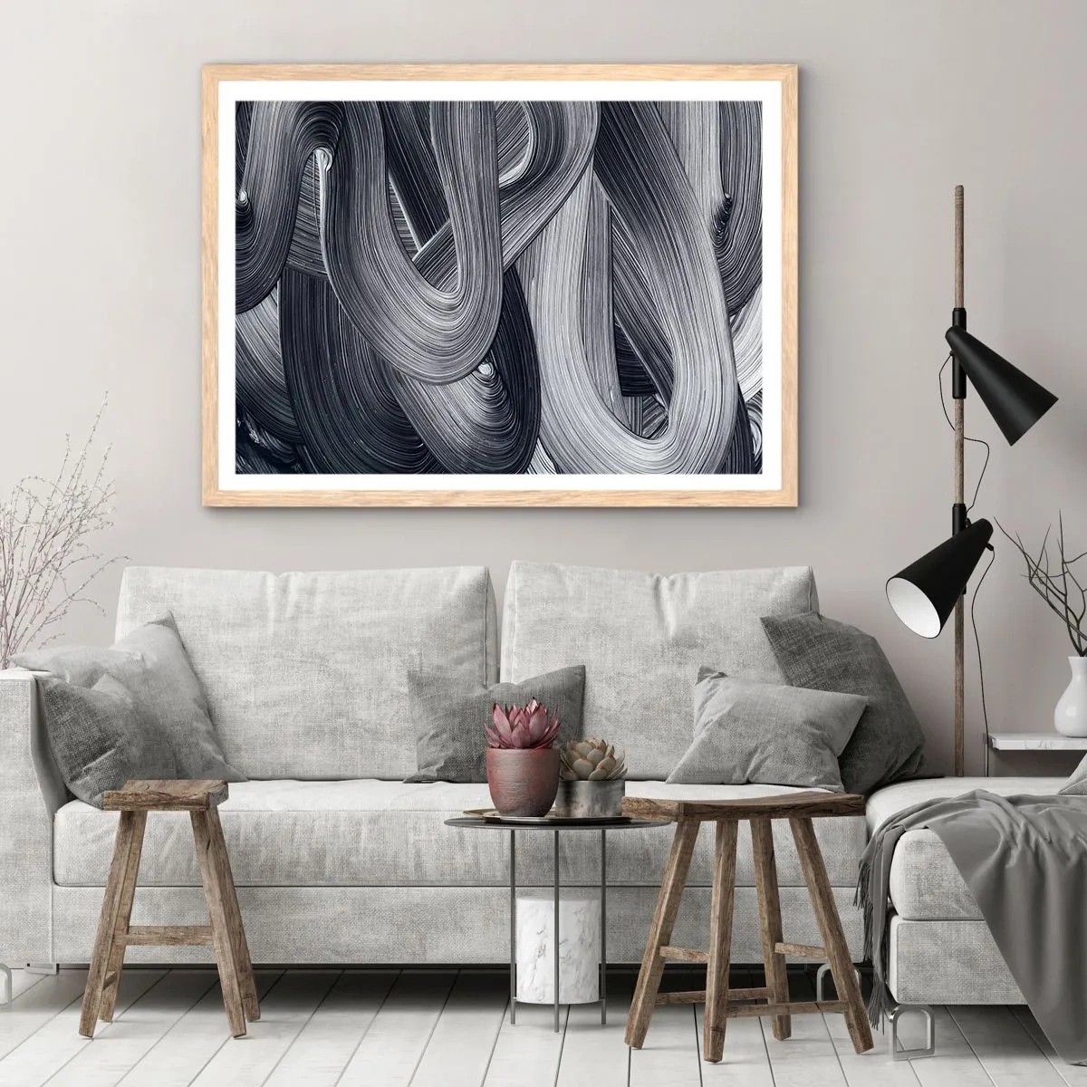 Plakat i ramme af lyst egetræ - Virkelighedens flygtighed - 50x40 cm