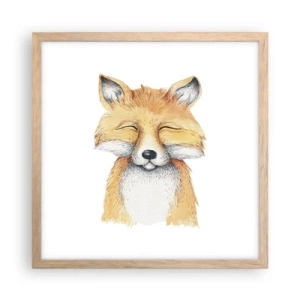 Plakat i ramme af lyst egetræ - Rævehumor - 40x40 cm