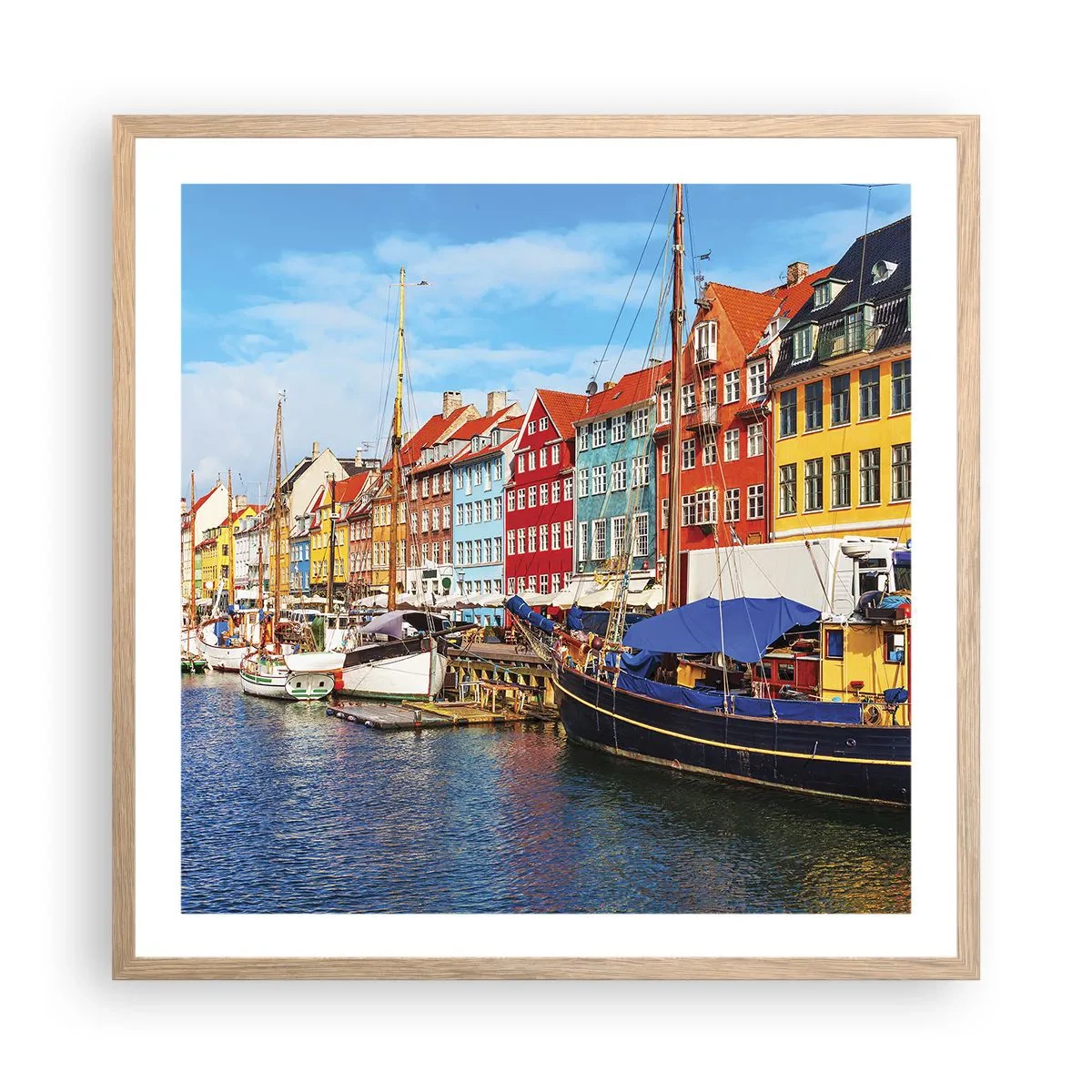 Plakat i ramme af lyst egetræ - Glædelig kaj - 60x60 cm