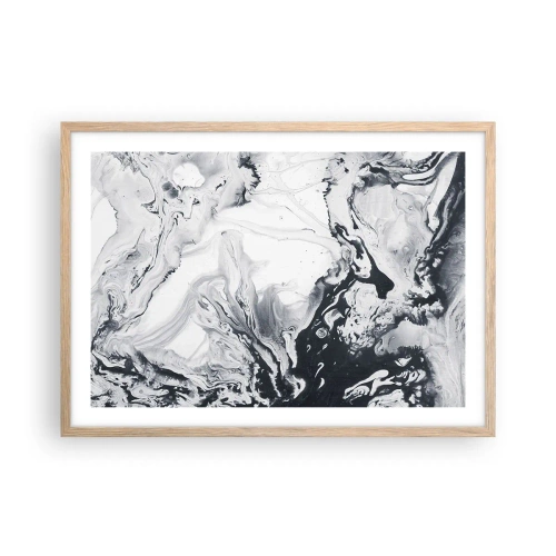 Plakat i ramme af lyst egetræ - Jordens indre - 70x50 cm