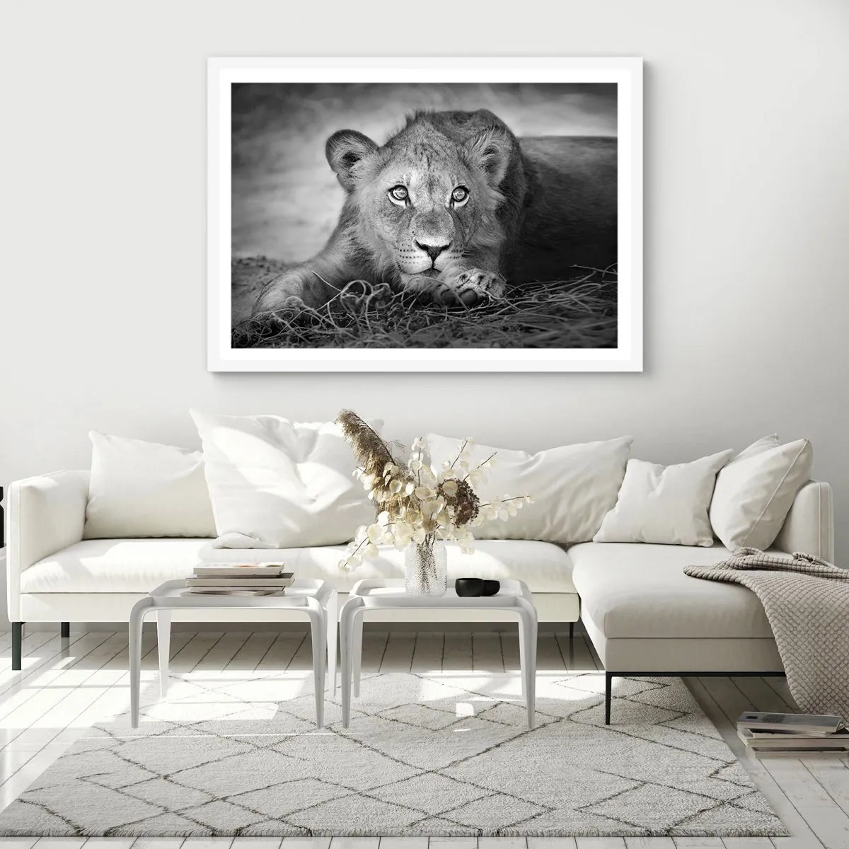 Plakat i hvid ramme - Kongelig hvalp - 91x61 cm