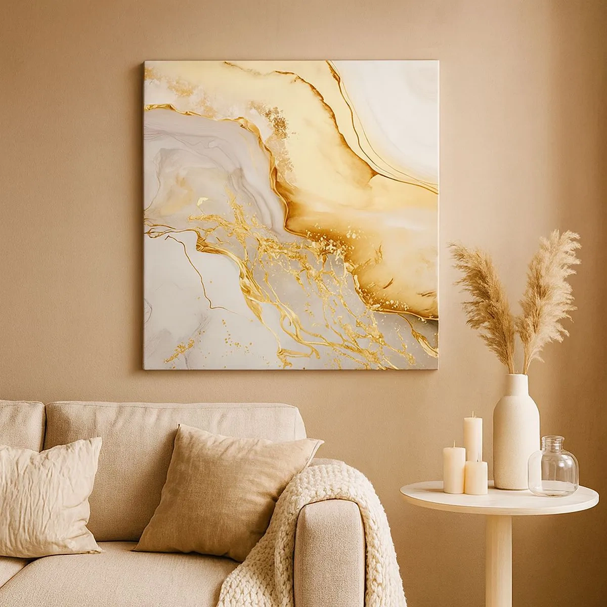 Lærredstryk - Billede på lærred - Abstraktion: skønhed og godhed - 30x30 cm