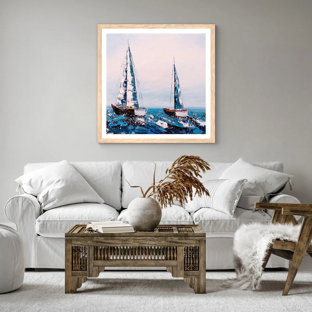 Plakat i ramme af lyst egetræ - Vindens broderskab - 40x40 cm