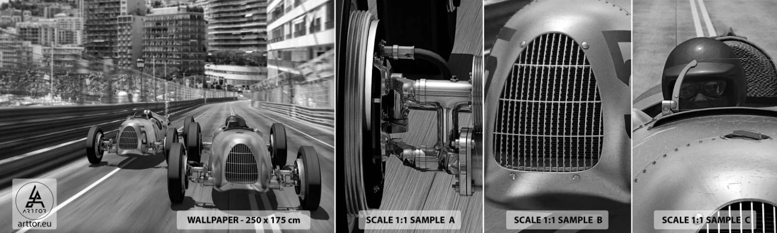 Prøve Fototapet Selvklæbende Deluxe Sticker - Der var engang i Monte Carlo - Automotive, Race, Årgang - 100x30 cm