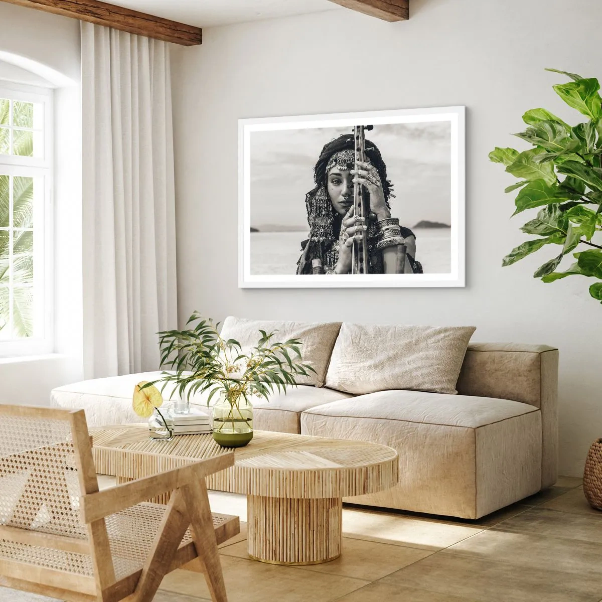 Plakat i hvid ramme - Selve den orientalske musik - 91x61 cm