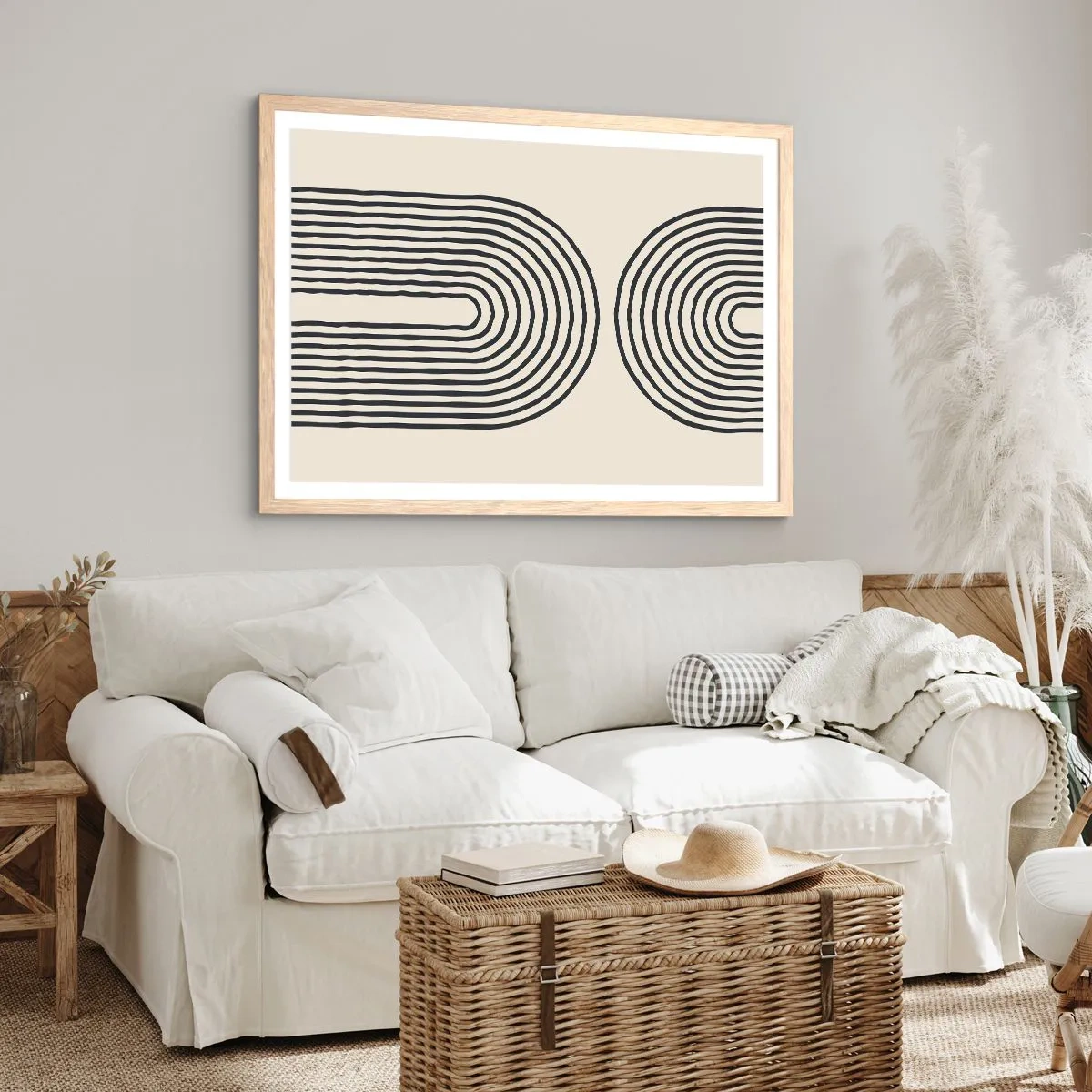 Plakat i ramme af lyst egetræ - Kommer snart... - 70x50 cm