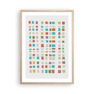 Plakat i ramme af lyst egetræ - Ukendt leg - 50x70 cm
