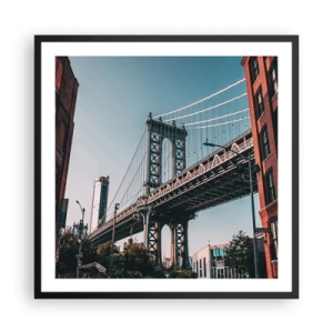 Plakat i sort ramme - Over byens bølger - 60x60 cm