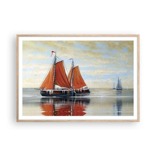 Plakat i ramme af lyst egetræ - Hey, sejl, sømand.... - 100x70 cm