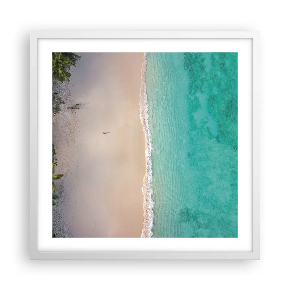 Plakat i hvid ramme - Paradis strand - 50x50 cm