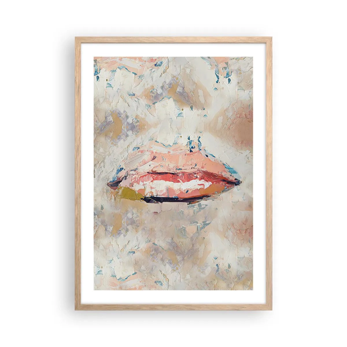 Plakat i ramme af lyst egetræ - Vækker sanserne - 50x70 cm