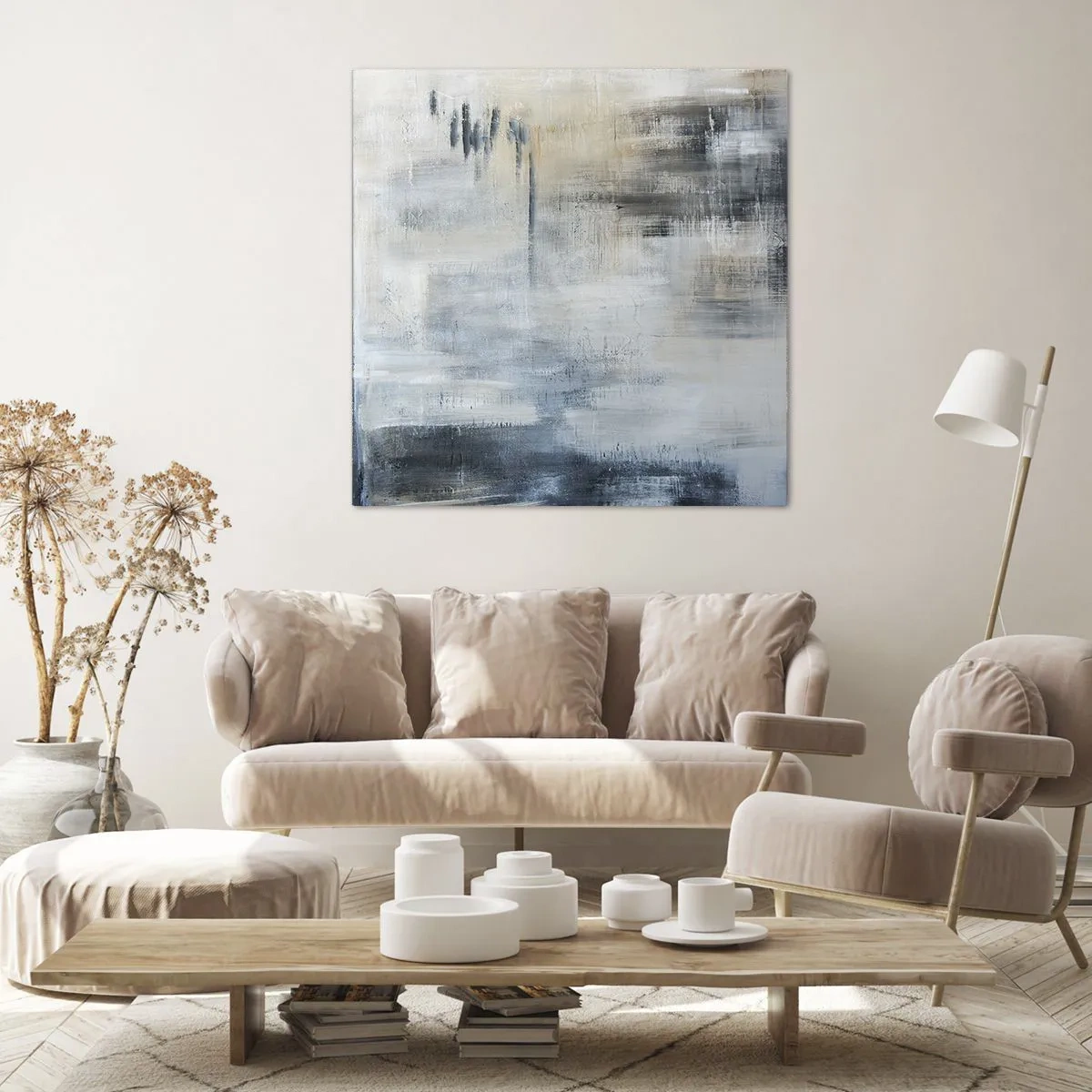 Lærredstryk - Billede på lærred - Bag et slør af blåt - 60x60 cm