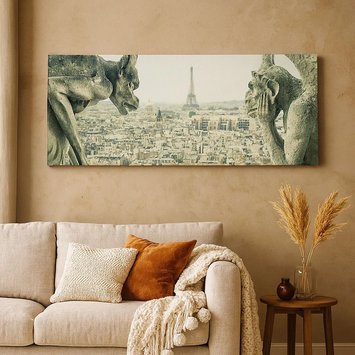 Lærredstryk - Billede på lærred - Parisisk chat - 100x40 cm