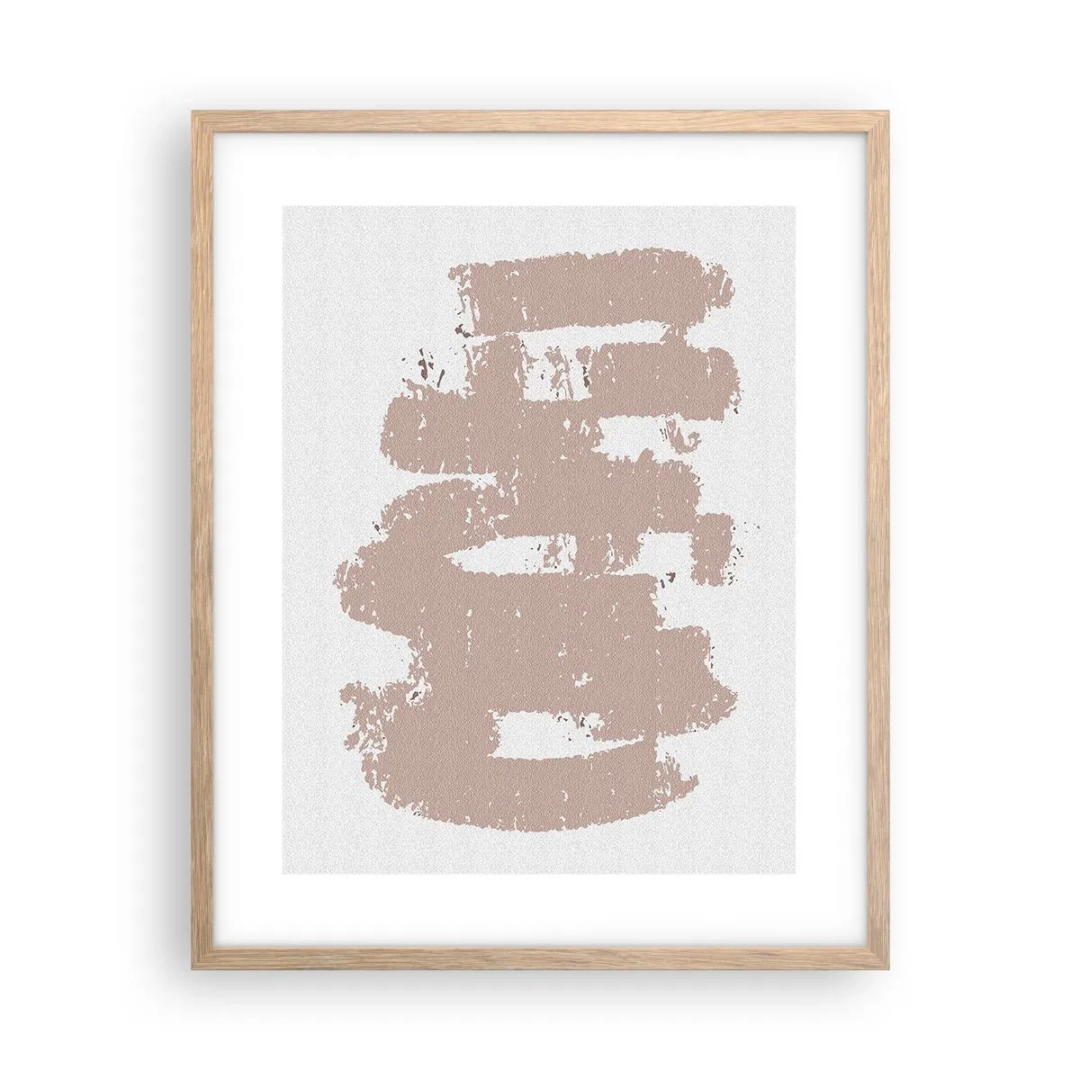 Plakat i ramme af lyst egetræ - Abstraktion i sart rosa - 40x50 cm