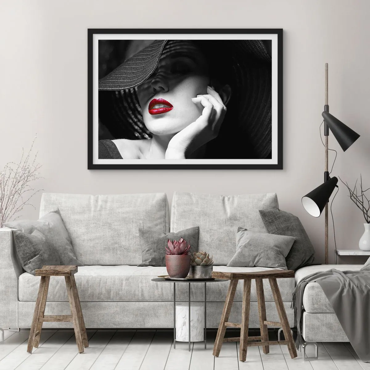 Plakat i sort ramme - Studie i skarlagenrødt - 70x50 cm