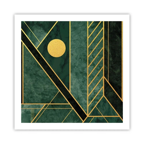 Plakat - Dynamikken i guld og azurblå - 60x60 cm