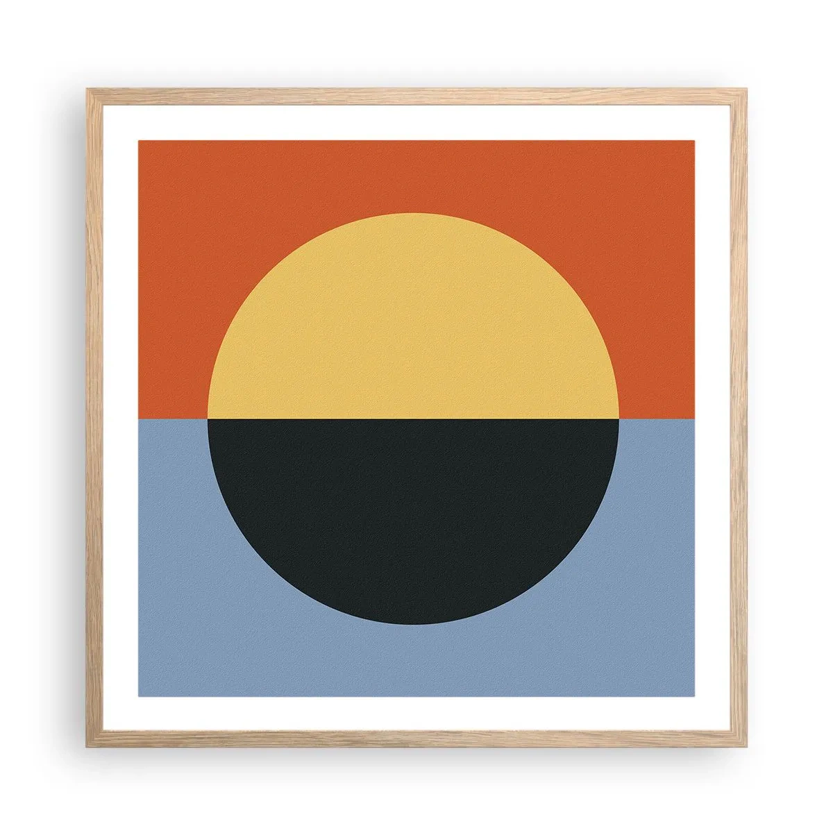 Plakat i ramme af lyst egetræ - En sammensætning af varme og kølighed - 60x60 cm