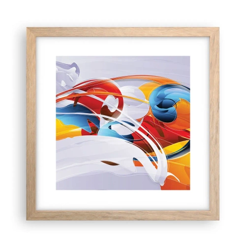 Plakat i ramme af lyst egetræ - Elementernes dans - 30x30 cm