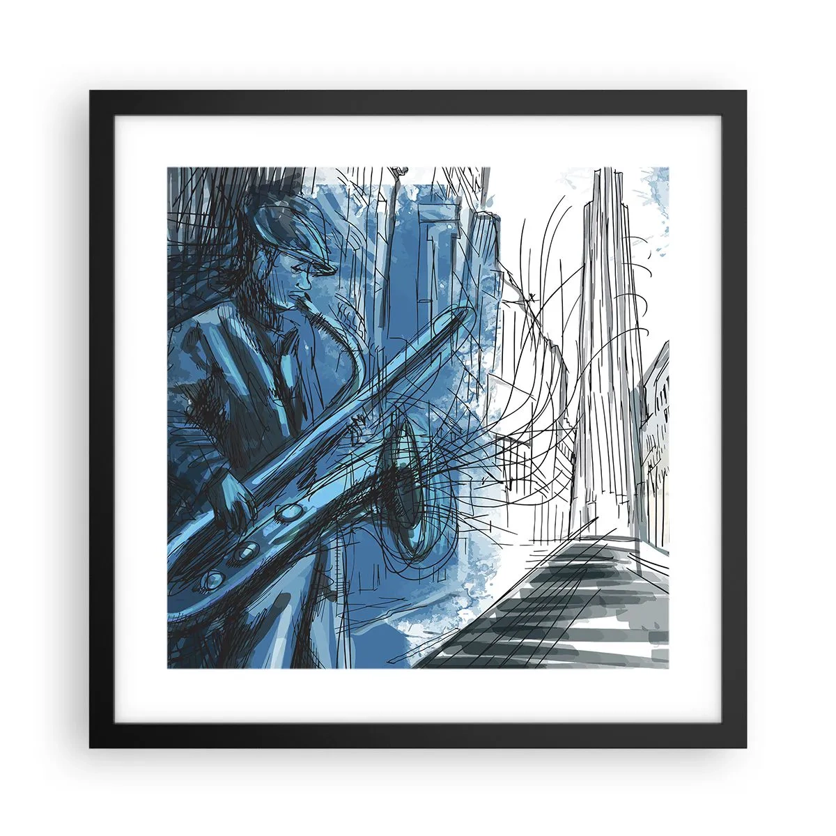 Plakat i sort ramme - Byens rapsodi - 40x40 cm
