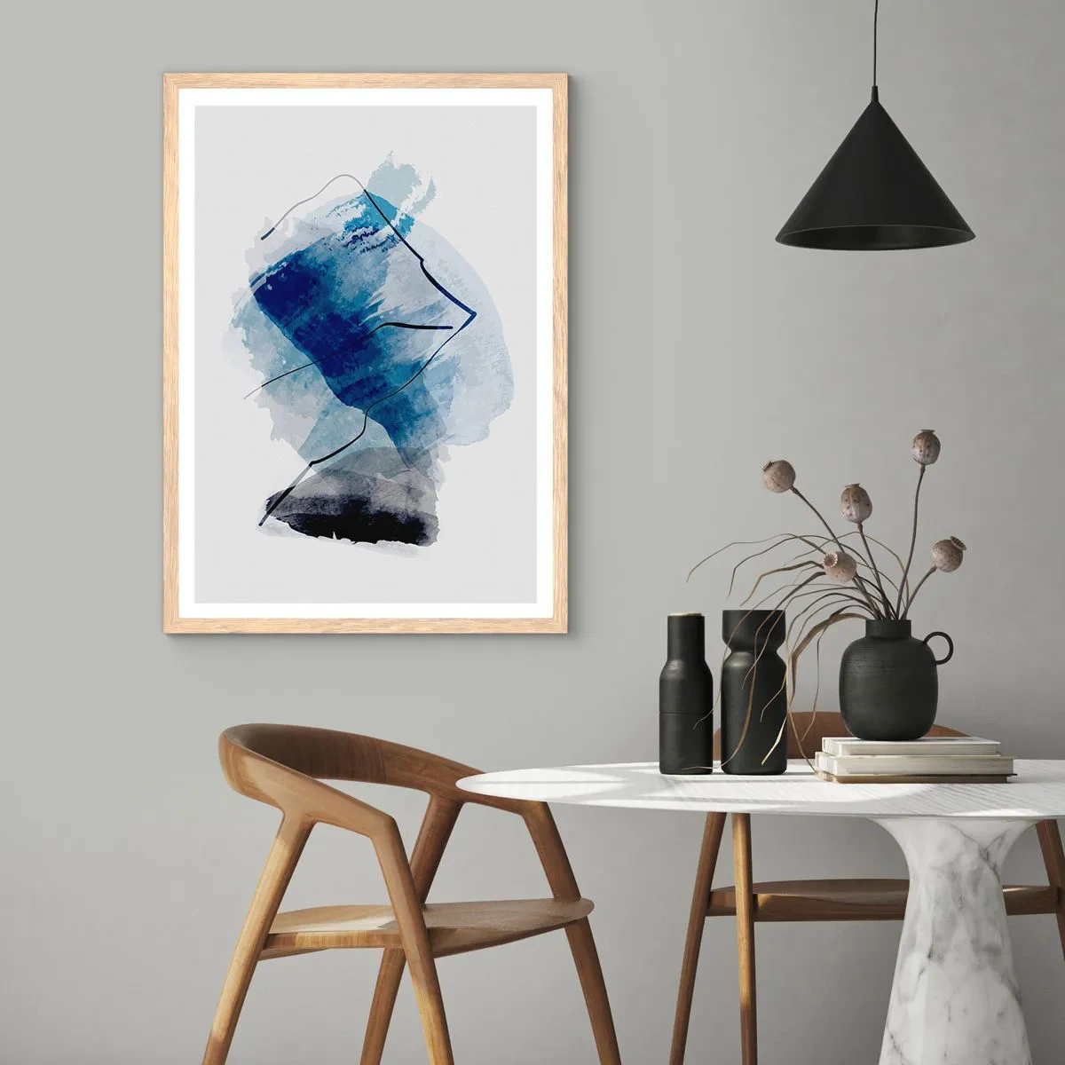 Plakat i ramme af lyst egetræ - Isbjerg - 30x40 cm