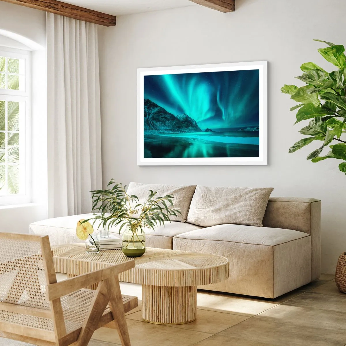 Plakat i hvid ramme - Nordens vidundere - 100x70 cm