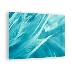 Billede på glas - Turkisfjer i en delikat nærbillede - 70x50cm - At drukne i fluff - Moderne vægdekoration til stue og soveværelse ARTTOR