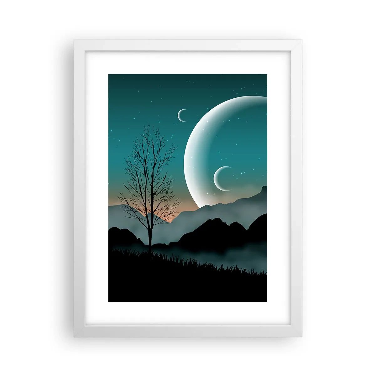 Plakat i hvid ramme - Karneval i den stjerneklare nat - 30x40 cm