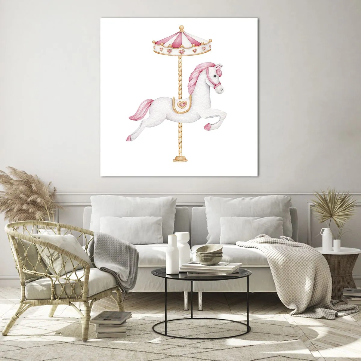 Billede på glas - Han satte af sted med en hov - 50x50 cm