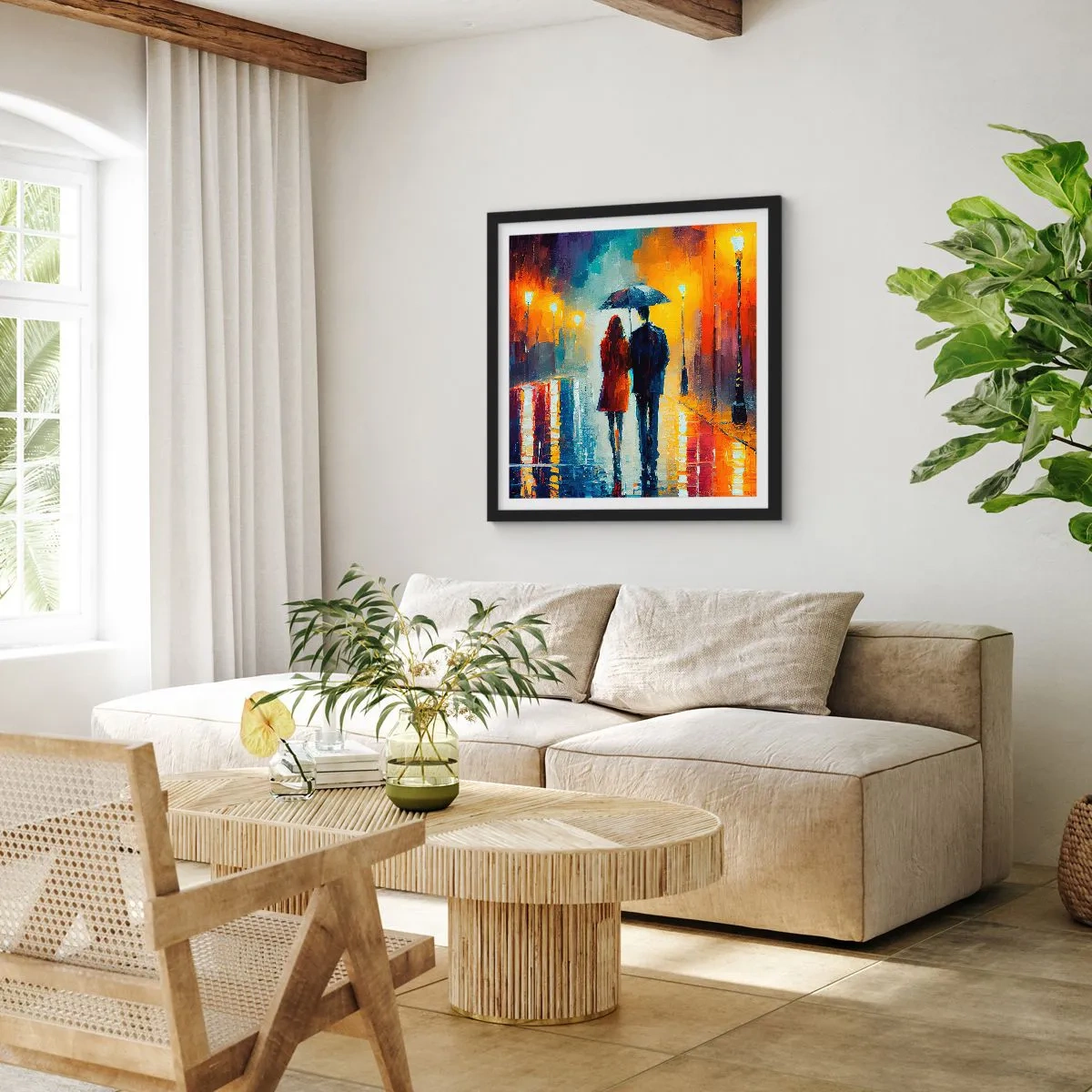 Plakat i sort ramme - Sammen - en farverig nat - 40x40 cm