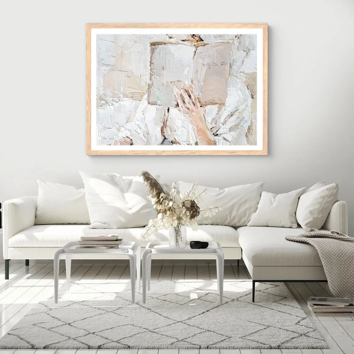 Plakat i ramme af lyst egetræ - I en anden verden - 50x40 cm