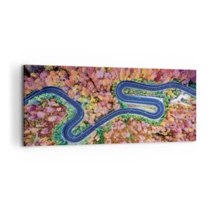 Lærredstryk - Billede på lærred - En snoet vej gennem skoven - 120x50 cm