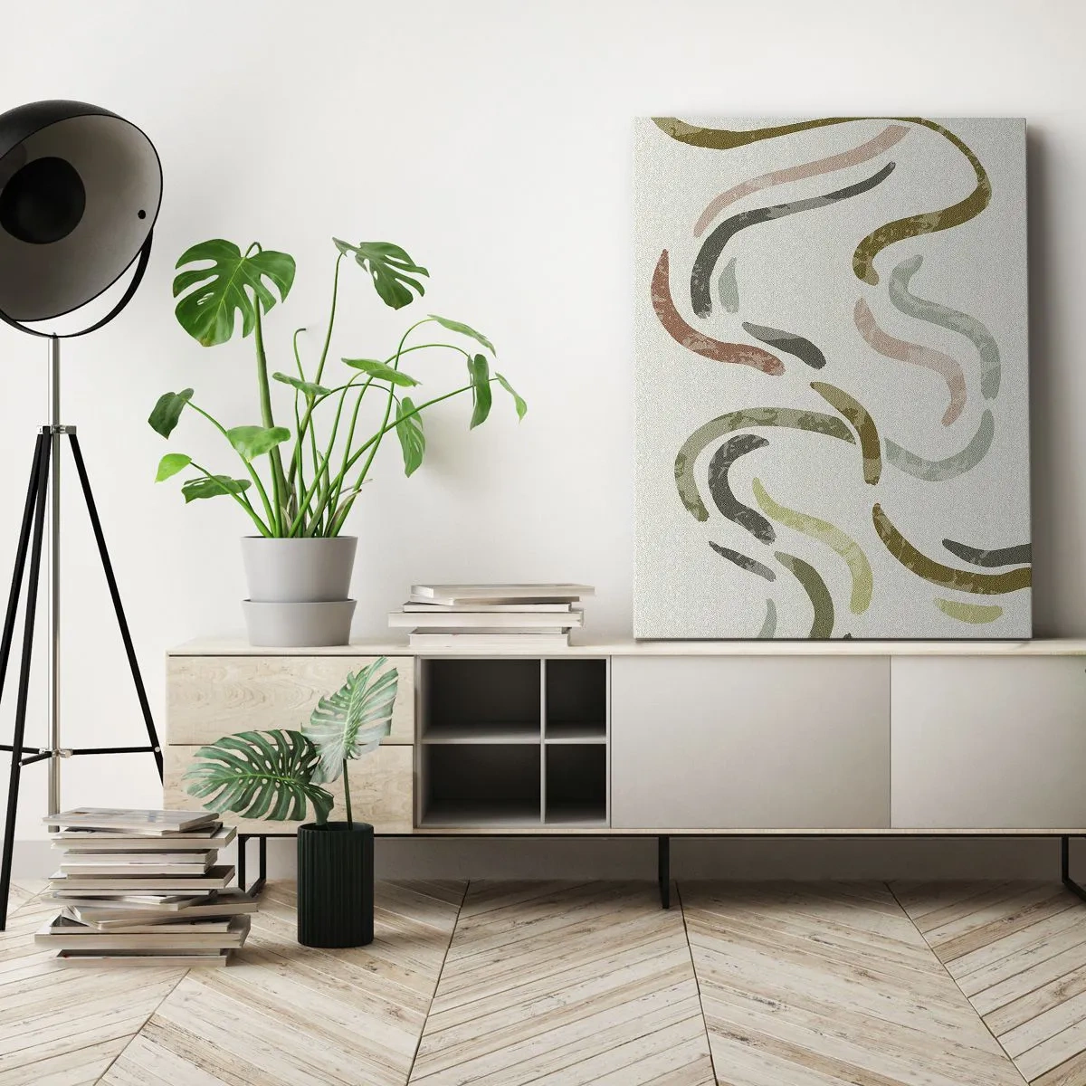 Lærredstryk - Billede på lærred - Abstraktionens glade dans - 55x100 cm