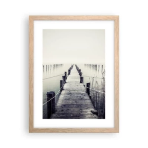 Plakat i ramme af lyst egetræ - Fordyb dig i fred - 30x40 cm