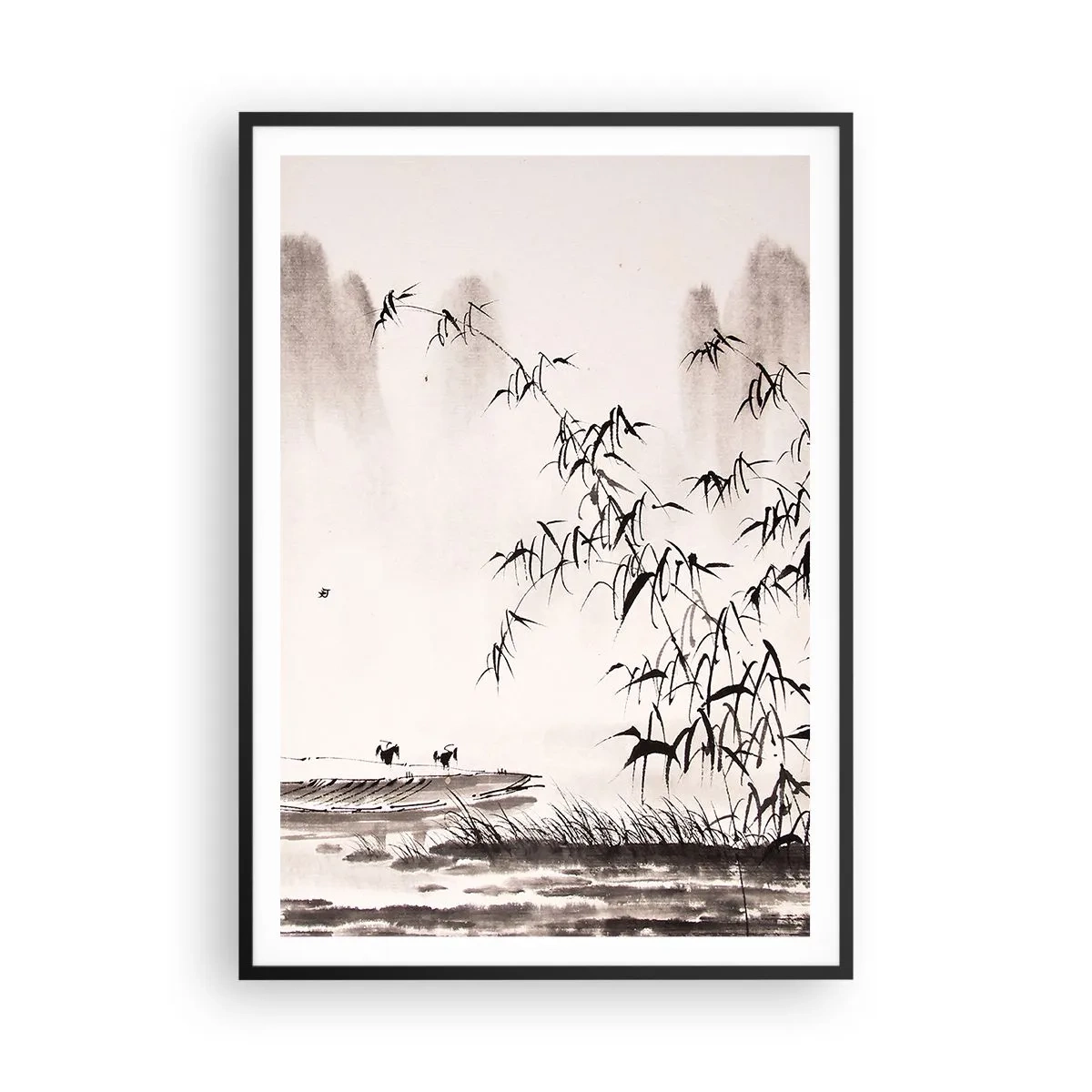 Plakat i sort ramme - Stilhed i rismarkerne - 70x100 cm