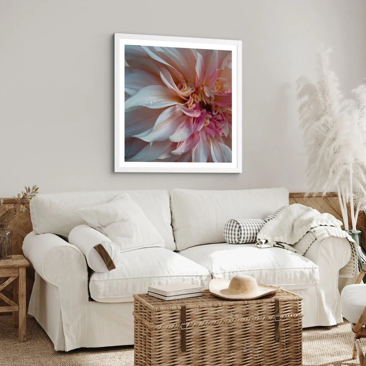 Plakat i hvid ramme - Blomstrende friskhed - 50x50 cm