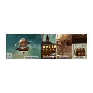 Fototapet Prøve Standard Eco - Jules Verne hilser - Retro, Rejse, Ballon - 100x30 cm