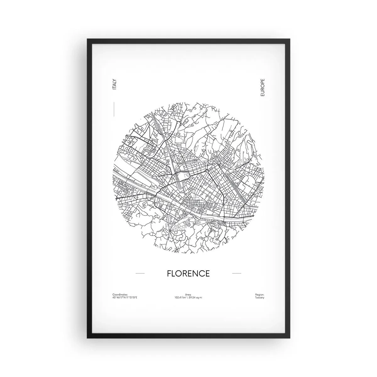 Plakat i sort ramme - Anatomi af Firenze - 61x91 cm