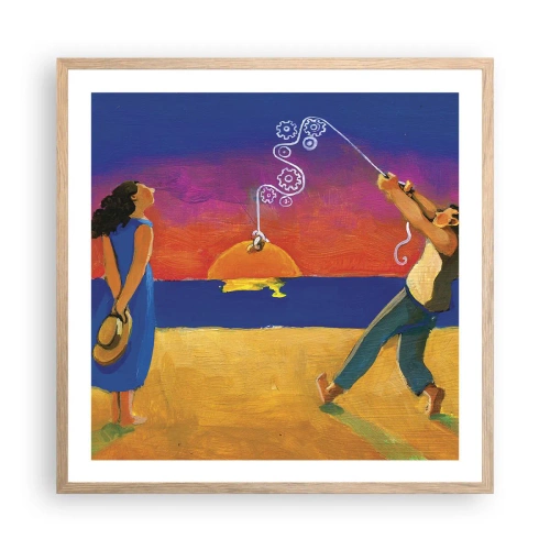 Plakat i ramme af lyst egetræ - Mere end en stjerne fra himlen - 60x60 cm