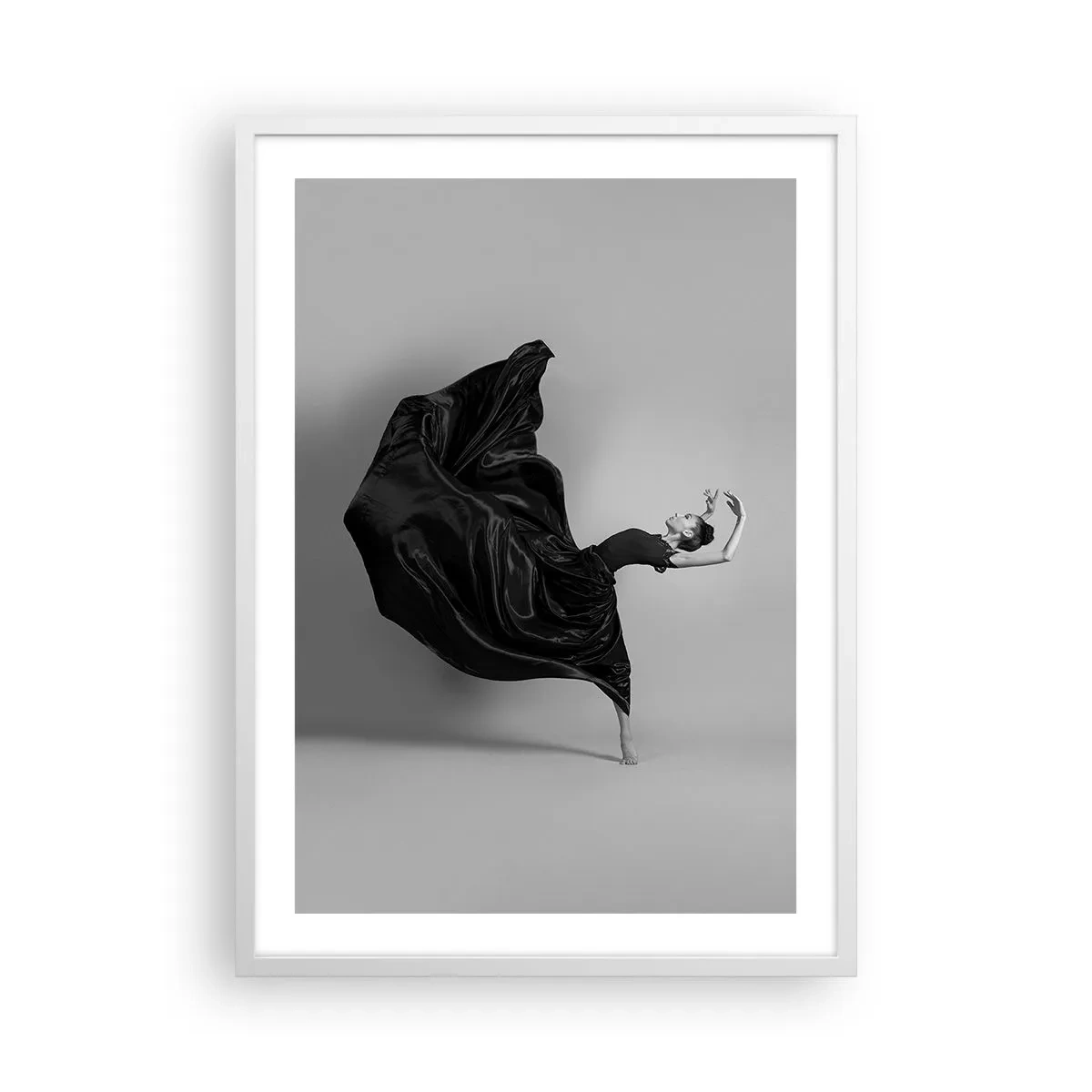 Plakat i hvid ramme - Bevinget af musik - 50x70 cm