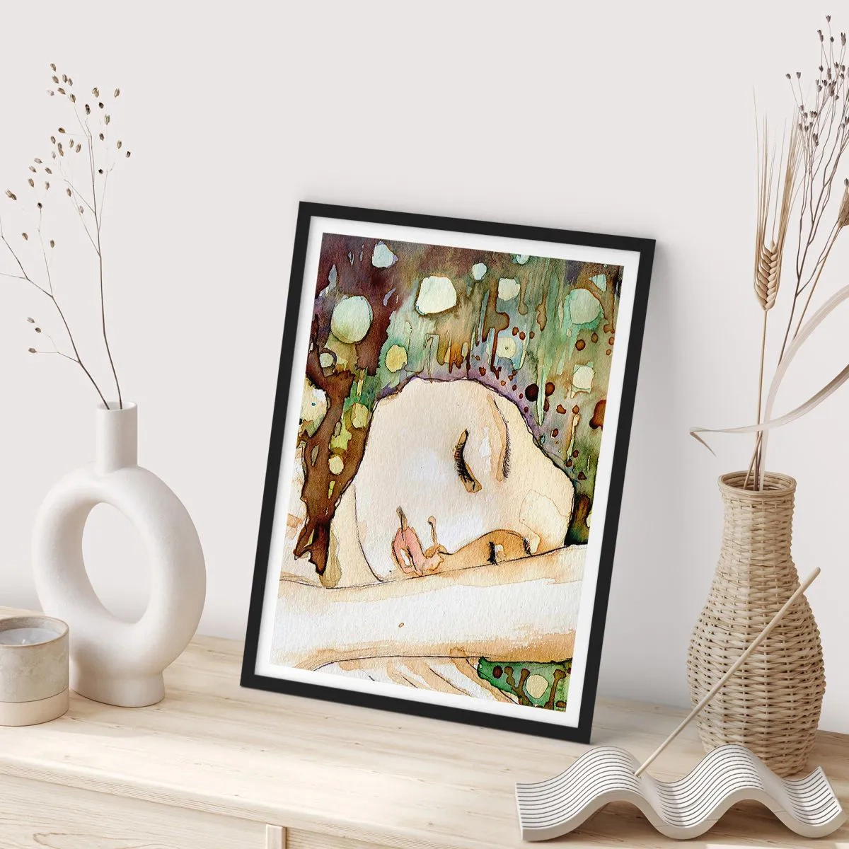 Plakat i sort ramme - Smaragd-violet drøm - 40x50 cm