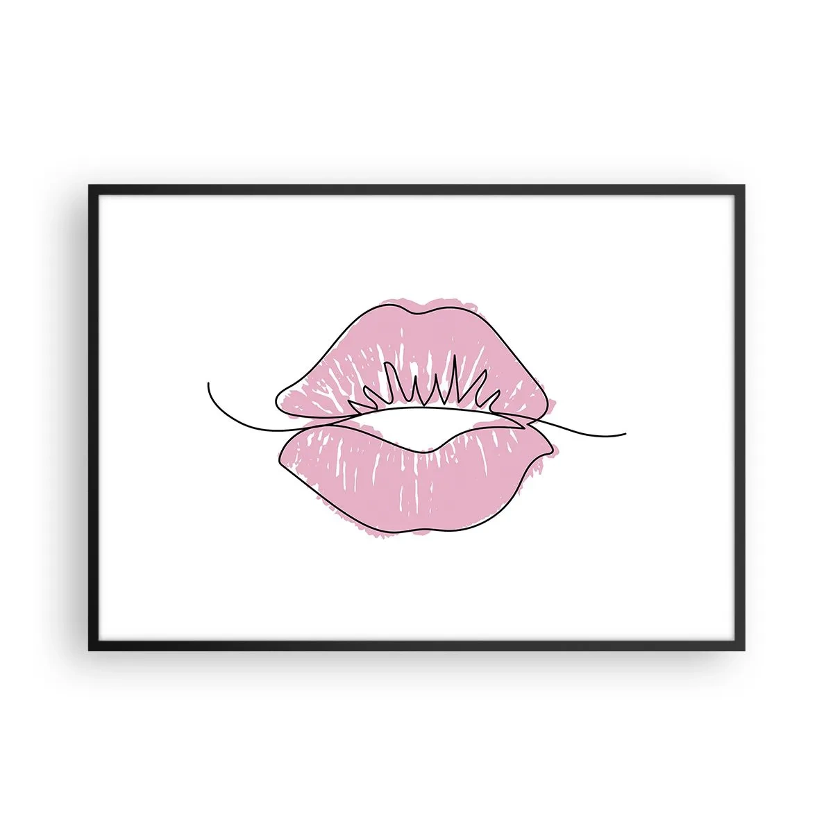 Plakat i sort ramme - Klar til at kysse? - 100x70 cm