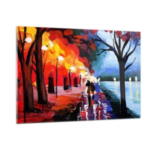 Billede på glas - Flammende efterår i parken - 120x80 cm