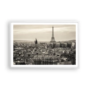 Plakat i hvid ramme - Over Paris' hustage - 91x61 cm