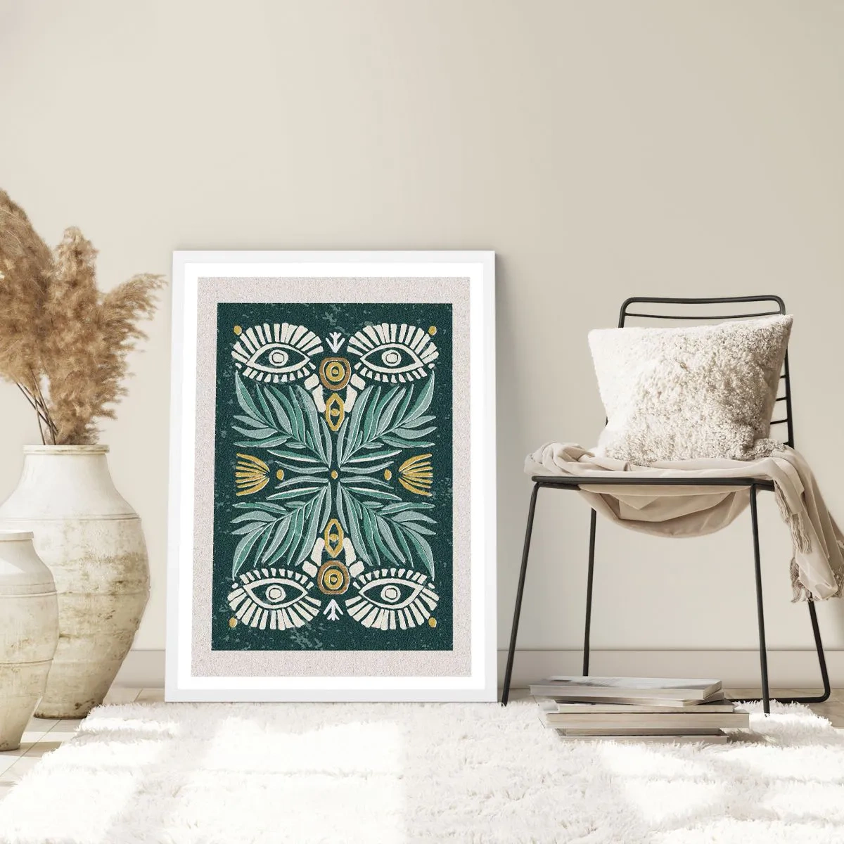 Plakat i hvid ramme - Som en folkeudskæring - 50x70 cm