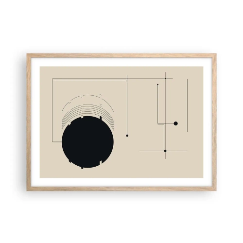 Plakat i ramme af lyst egetræ - Fjedrende og dynamisk komposition - 70x50 cm