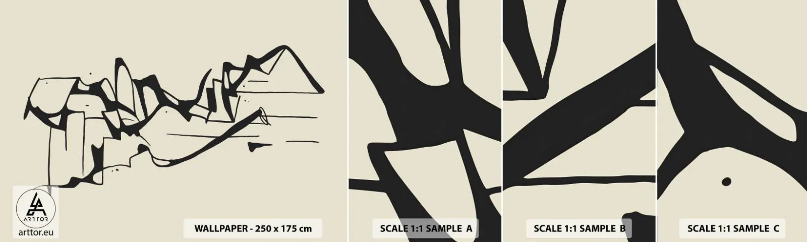 Prøve Fototapet Selvklæbende Deluxe Sticker - Måske et landskab - Minimalisme, Stykke, Linje - 100x30 cm