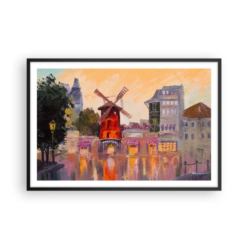 Plakat i sort ramme - Parisiske ikoner - Moulin Rouge - 91x61 cm