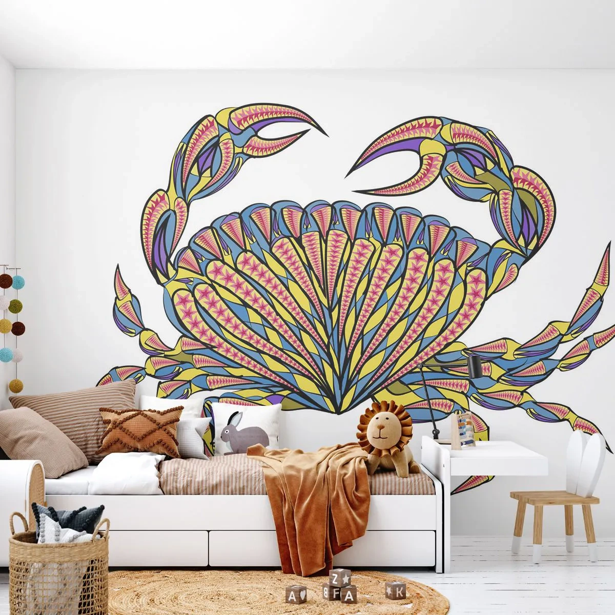 Fototapet Premium Canvas - Havsmykker - Krabbe, For børn, Grafik - 400x280 cm