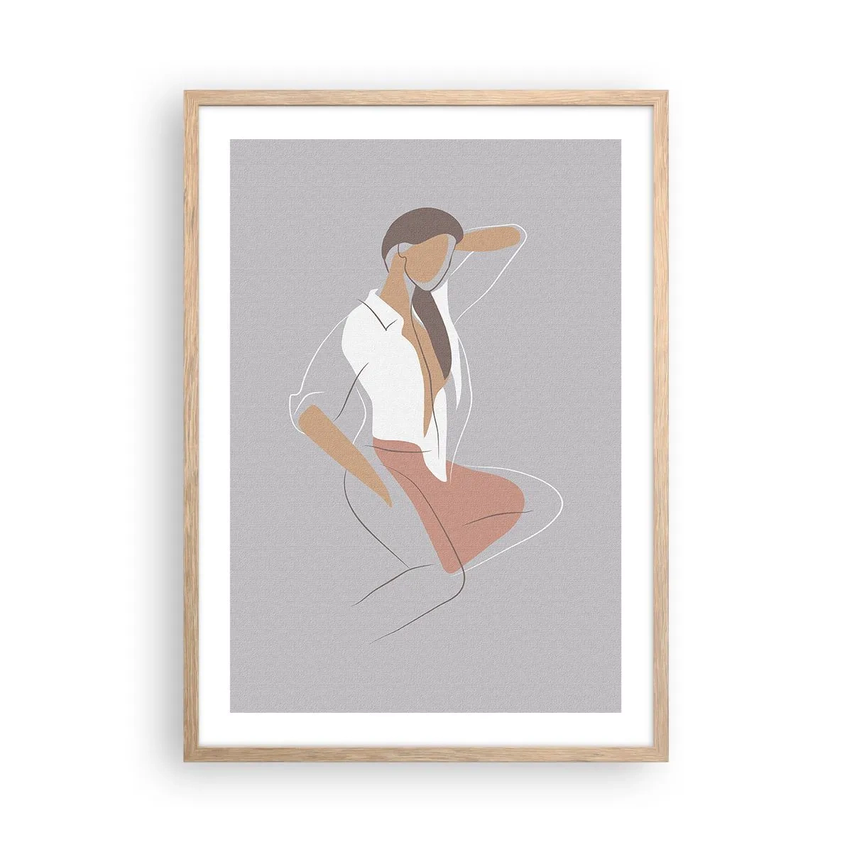 Plakat i ramme af lyst egetræ - Omrids af nåde - 50x70 cm