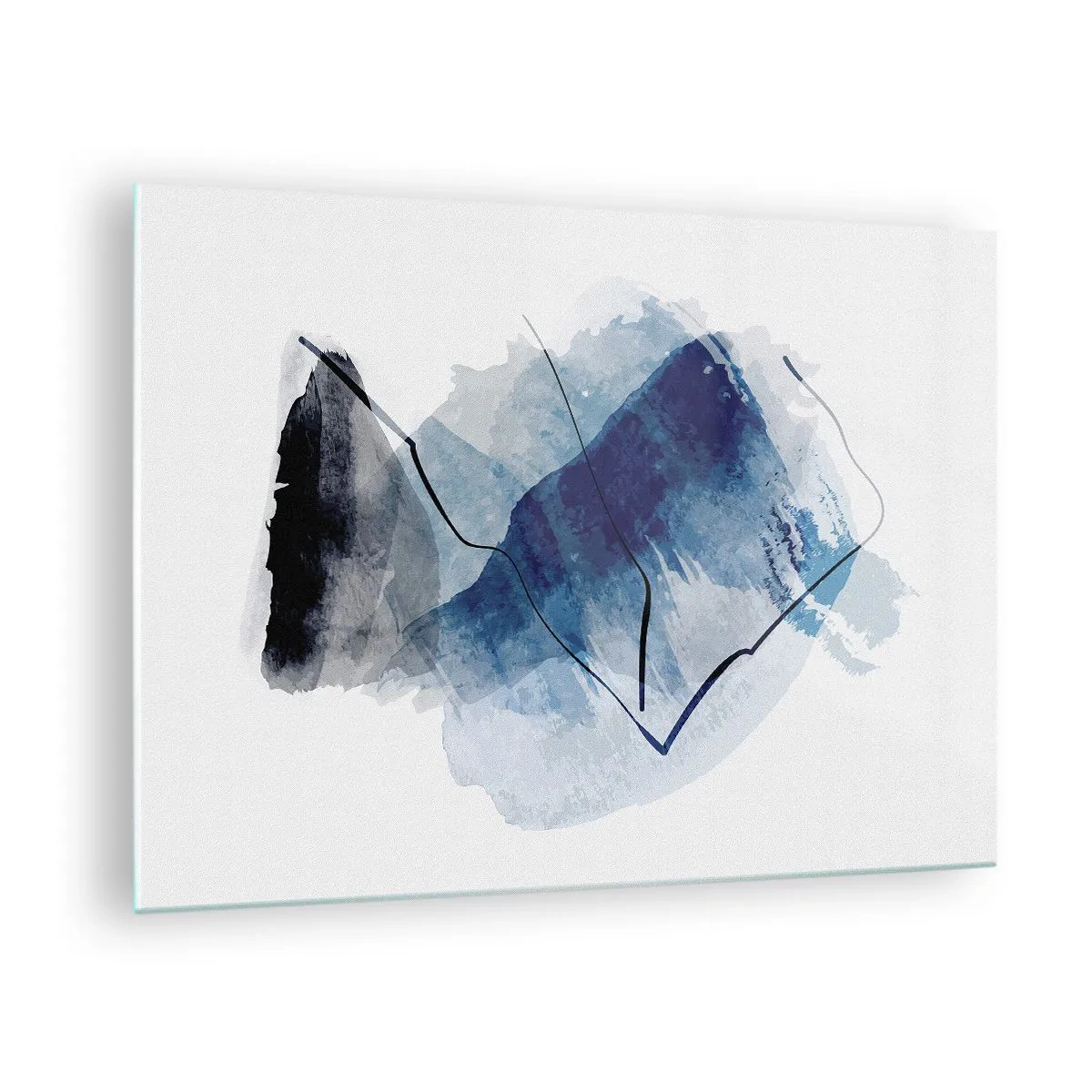 Billede på glas - Abstrakt komposition i blå nuancer - 70x50cm - Isbjerg - Moderne vægdekoration til stue og soveværelse ARTTOR